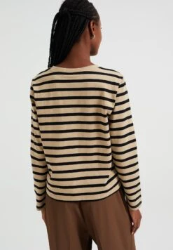 WE FASHION Striped - T-Shirt À Manches Longues - Beige -Mode et Luxe Boutique 07d94dfeaa034eccb1786125da10ff1c