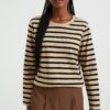 WE FASHION Striped - T-Shirt À Manches Longues - Beige -Mode et Luxe Boutique 0d8963f473c0442eb9d5466698ede33b