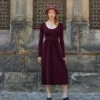 Long Sleeve Dress - Robe Pull - Plum