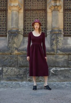 Long Sleeve Dress - Robe Pull - Plum