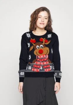 Vero Moda Petite Vmnewfrostydeer O Neck - Pullover - Navy Blazer