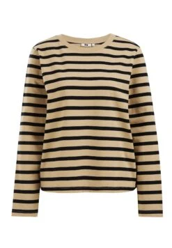 WE FASHION Striped - T-Shirt À Manches Longues - Beige -Mode et Luxe Boutique b48885aca37043a681e03b561509a32d