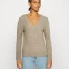 ONLY Onlkatia V Neck - Pullover - Beige Melange