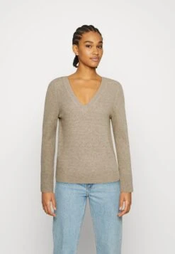ONLY Onlkatia V Neck - Pullover - Beige Melange