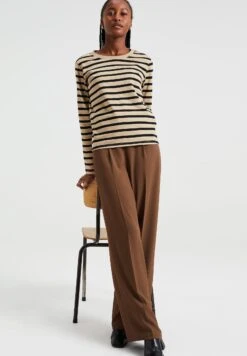 WE FASHION Striped - T-Shirt À Manches Longues - Beige -Mode et Luxe Boutique fb993df75b6e4957bd0a9ed1ebb572e6