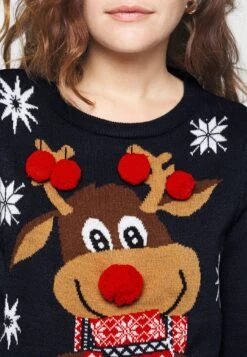 Vero Moda Petite Vmnewfrostydeer O Neck - Pullover - Navy Blazer -Mode et Luxe Boutique fd546ccde20d490b9af652207ca72391